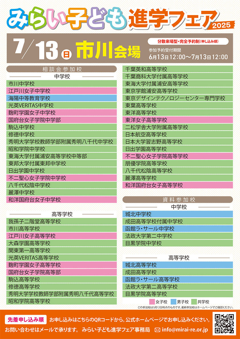 みらい子ども進学フェア ホームページ ≫